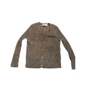 Lavender Label Vera‎ Wang Cardigan Ribbed Knit Button Down Olive Green Sweater